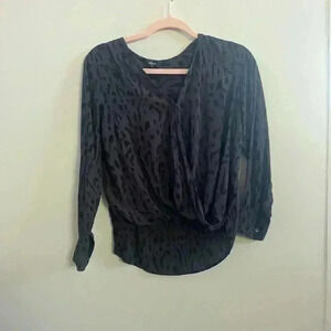 Rails Hillary ash cheetah‎ wrap blouse XS